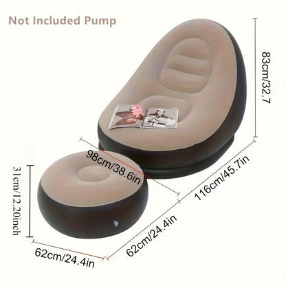 Adult Inflatable Recliner with Foot Stool – Foldable Air Sofa, Portable Chair