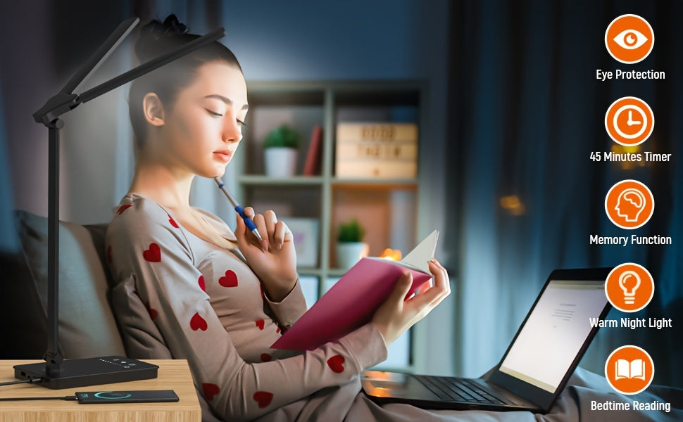 Moktan Sabai Adjustable LED Desk Lamp – Touch Dimmable Gooseneck Light for Office & Reading