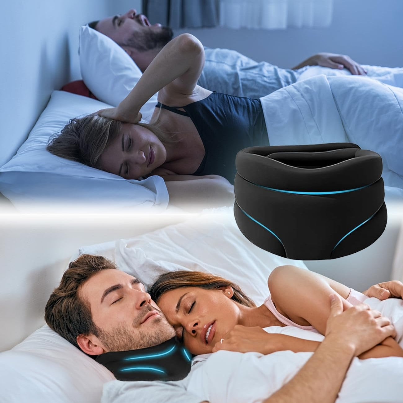 Moktan Sabai Anti Snoring Neck Pillow Ergonomic Cervical Sleep Support Black