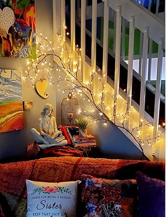 Moktan Sabai Willow Vine LED String Light | Decorative Hanging Branch Lamp for Wall Decor