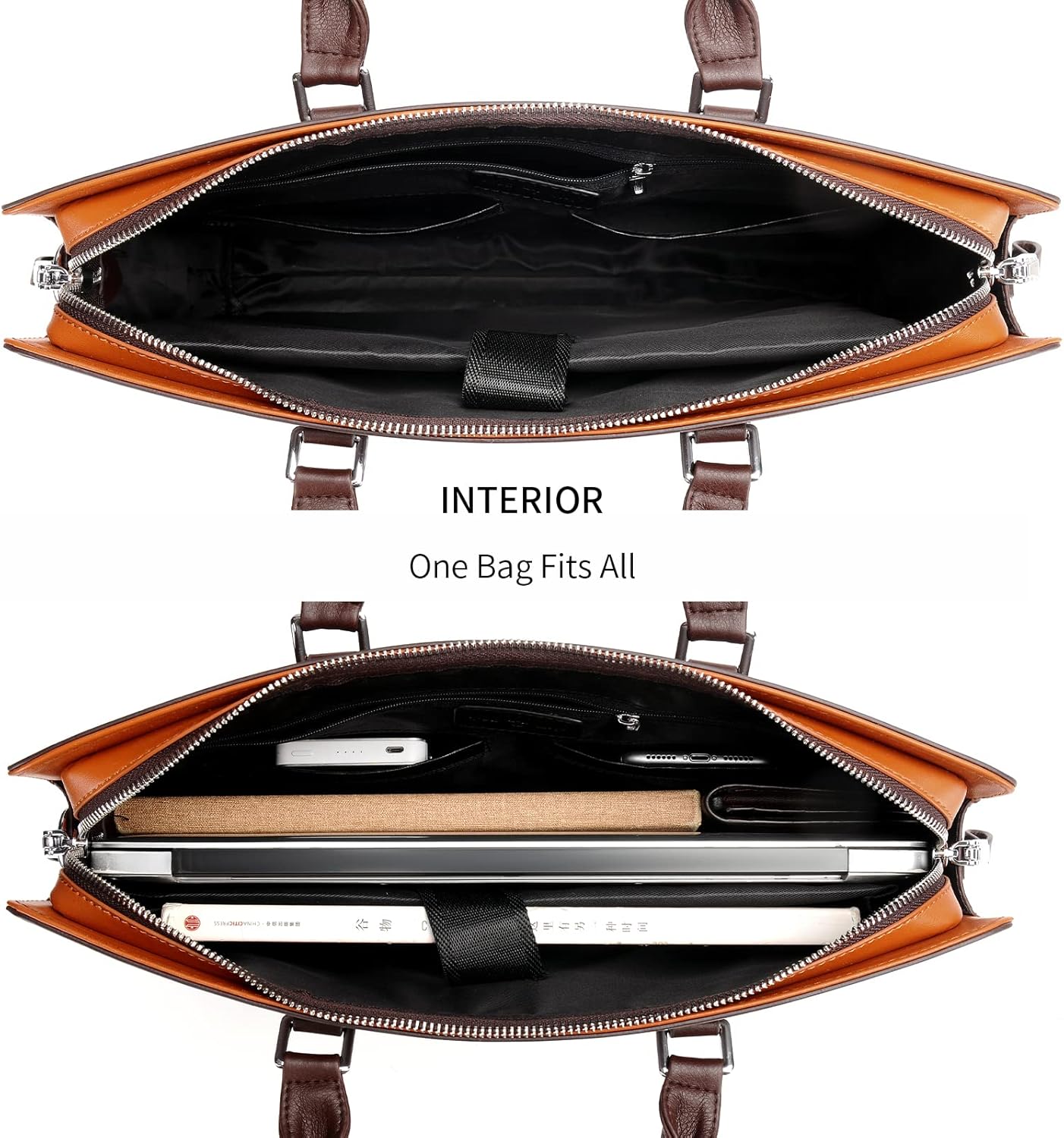Moktan Sabai Genuine Leather Business Briefcase 15.6 Inch Laptop Bag Multi Compartment