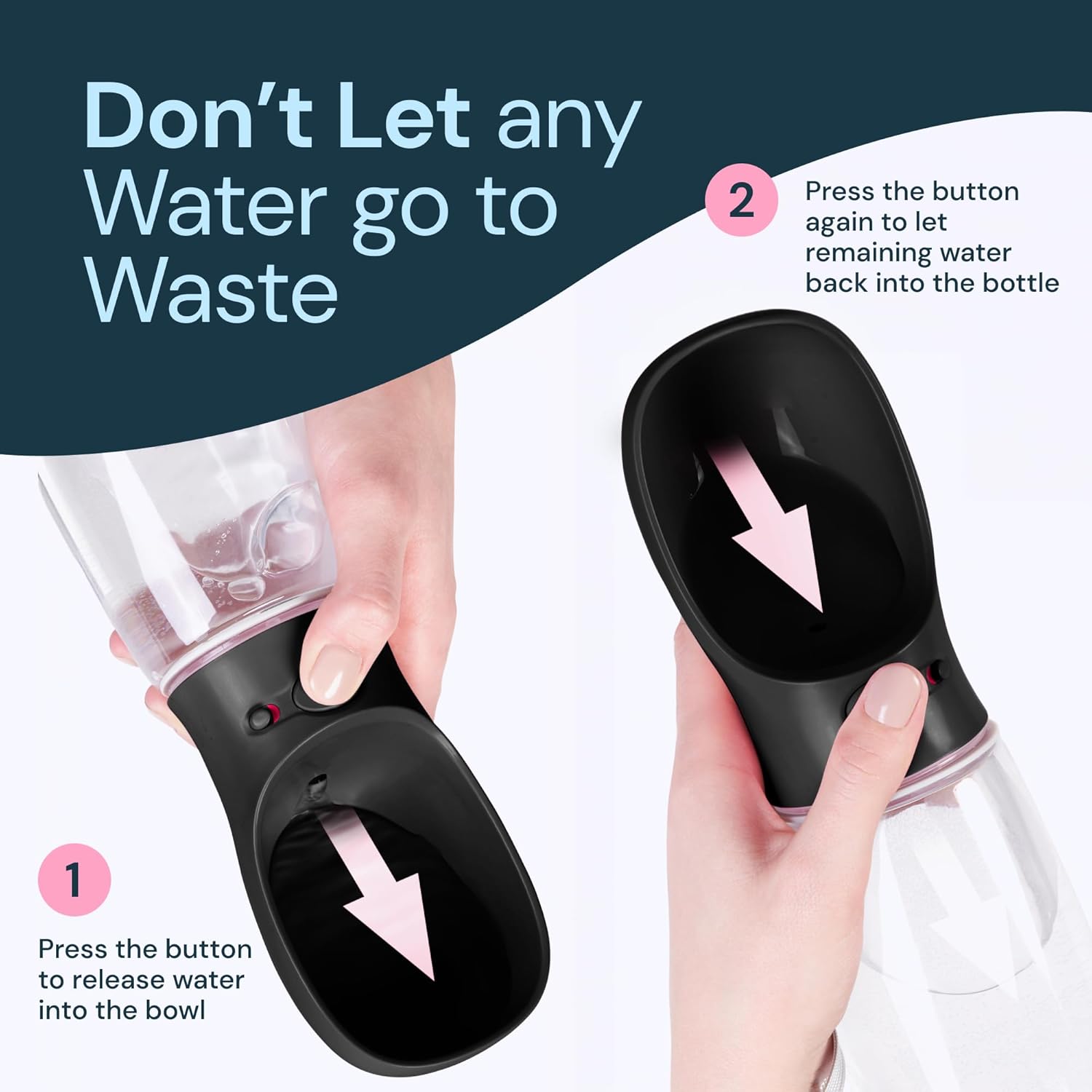 Moktan Sabai 19oz Portable Dog Water Bottle – Leak-Proof Travel Bottle with Built-In Bowl