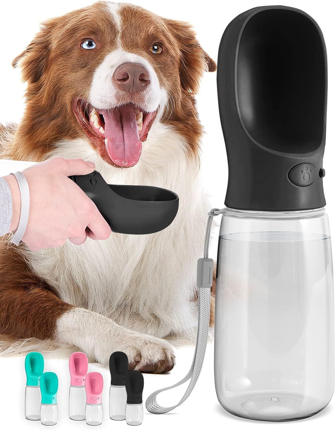 Moktan Sabai 19oz Portable Dog Water Bottle – Leak-Proof Travel Bottle with Built-In Bowl