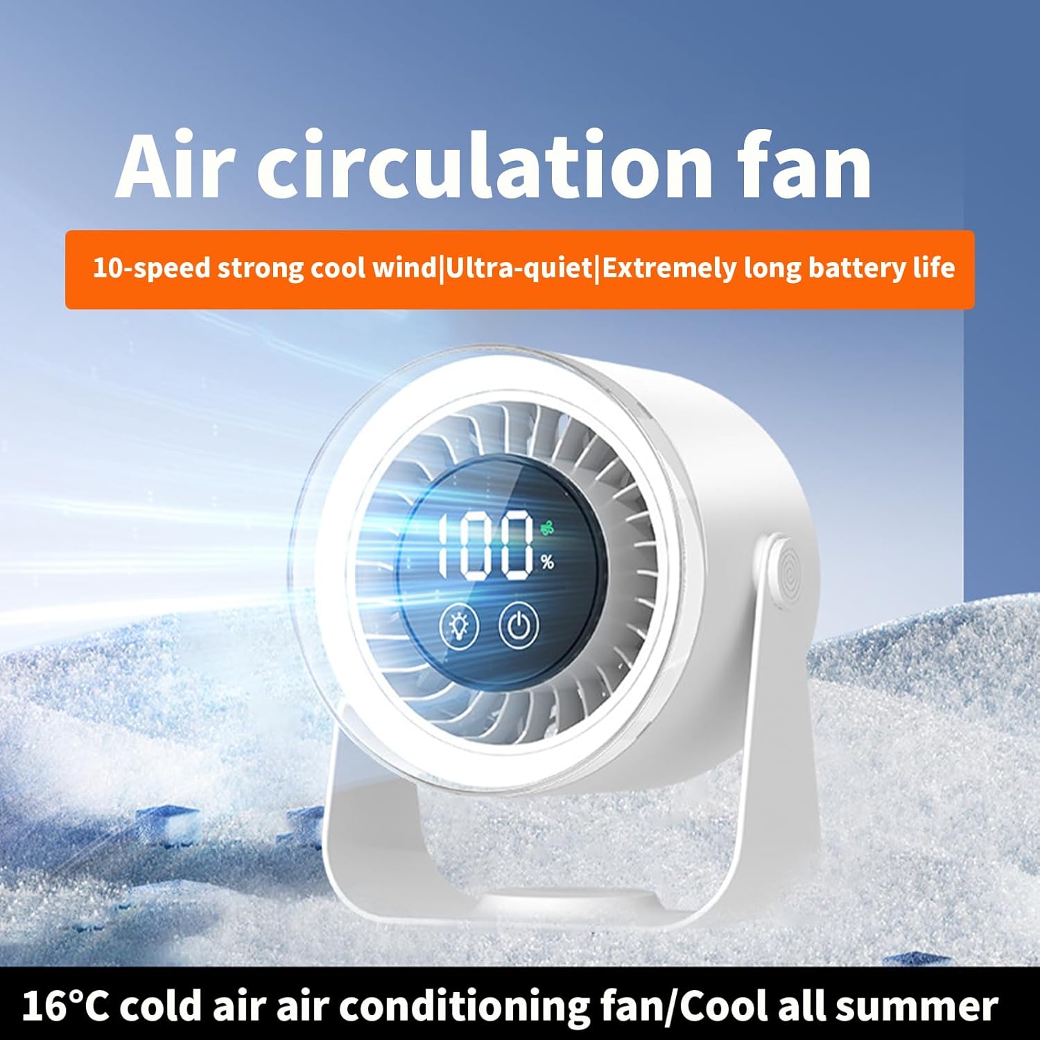 Moktan Sabai Portable Desk Fan | USB Rechargeable with 10-Speed Quiet Operation | Compact Design for Efficient Cooling