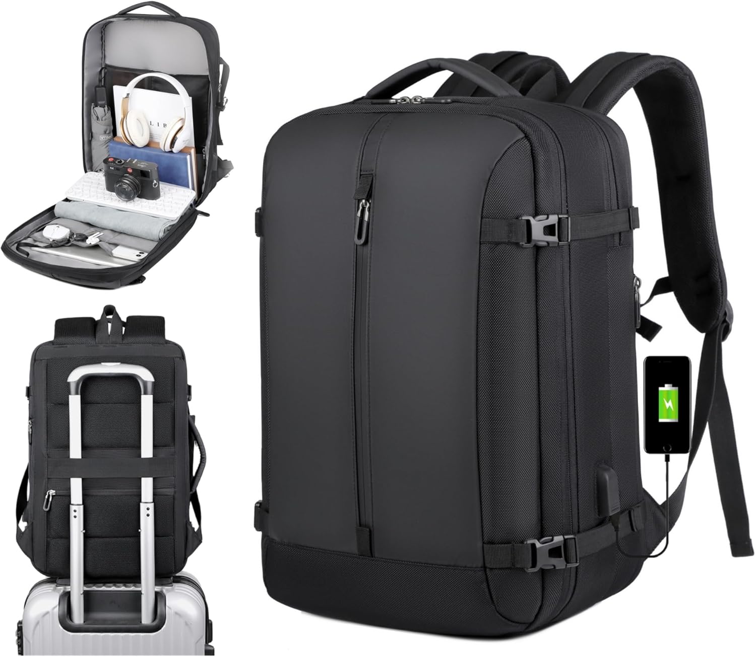 Moktan Sabai 40L Expandable Laptop Backpack USB Anti-Theft Travel Bag