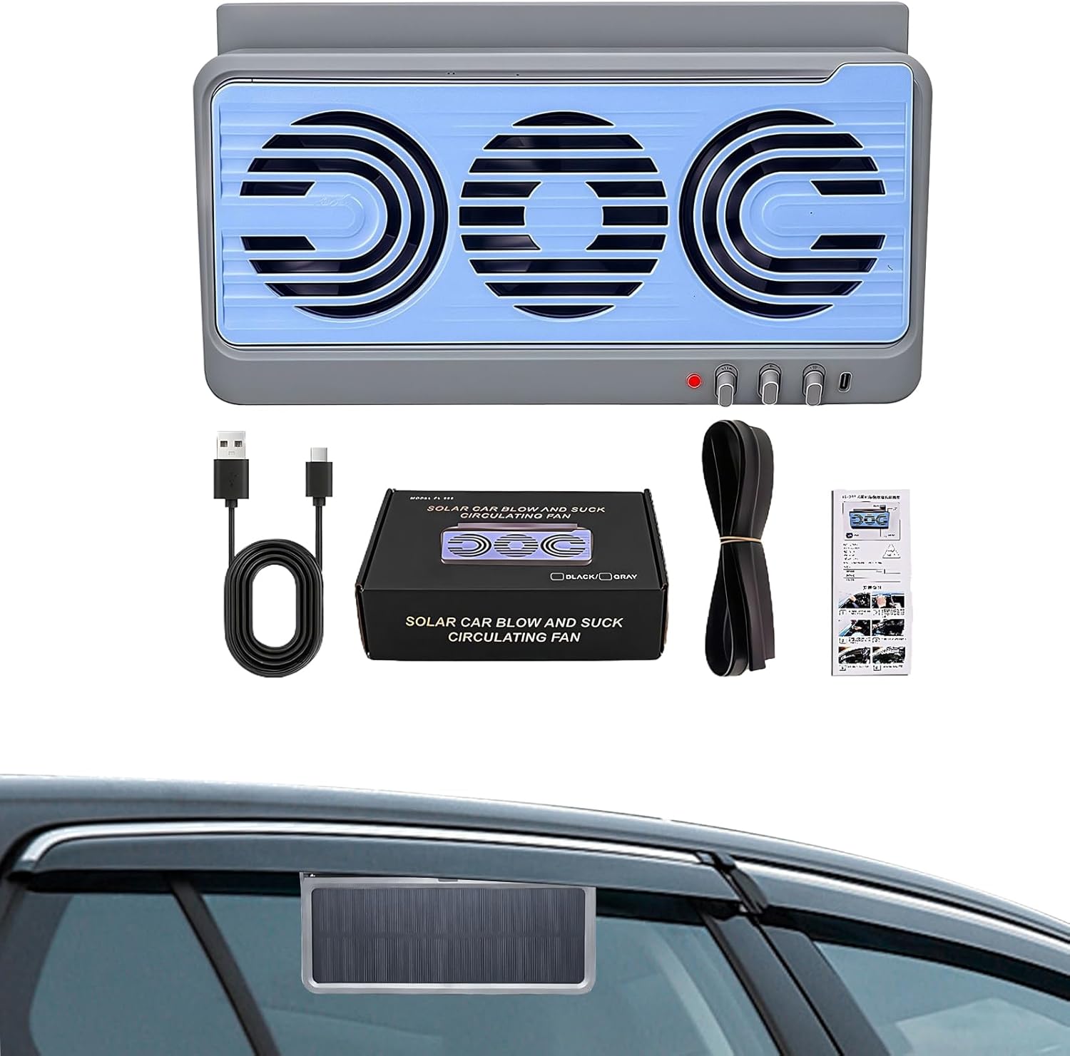 Moktan Sabai EcoVent | Solar Car Window Fan with Dual-Duct Airflow System | Efficient Ventilation for Comfortable Driving