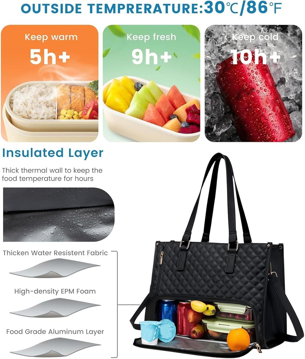 Moktan Sabai 2 in 1 Insulated Lunch Tote with Laptop Compartment 15 Inch Work Bag