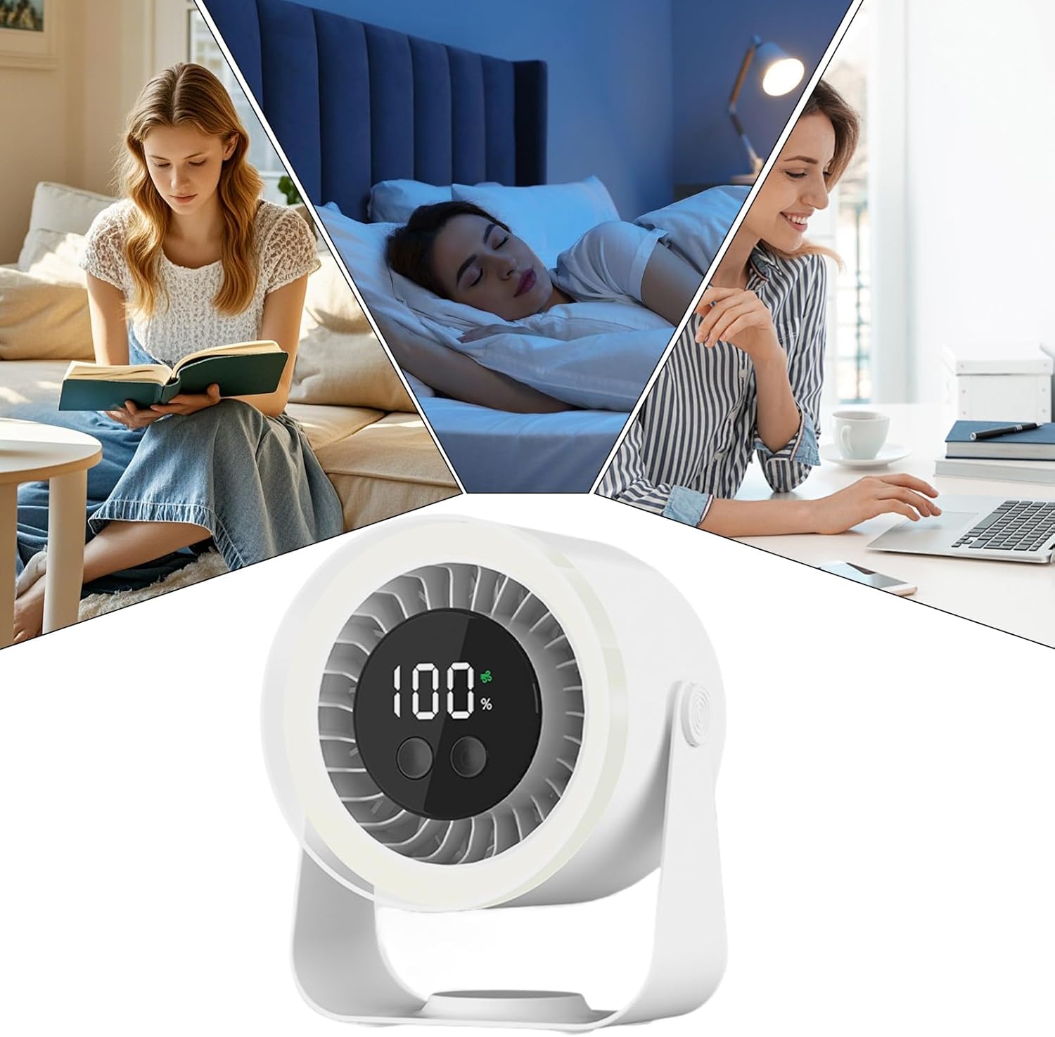Moktan Sabai Portable Desk Fan | USB Rechargeable with 10-Speed Quiet Operation | Compact Design for Efficient Cooling