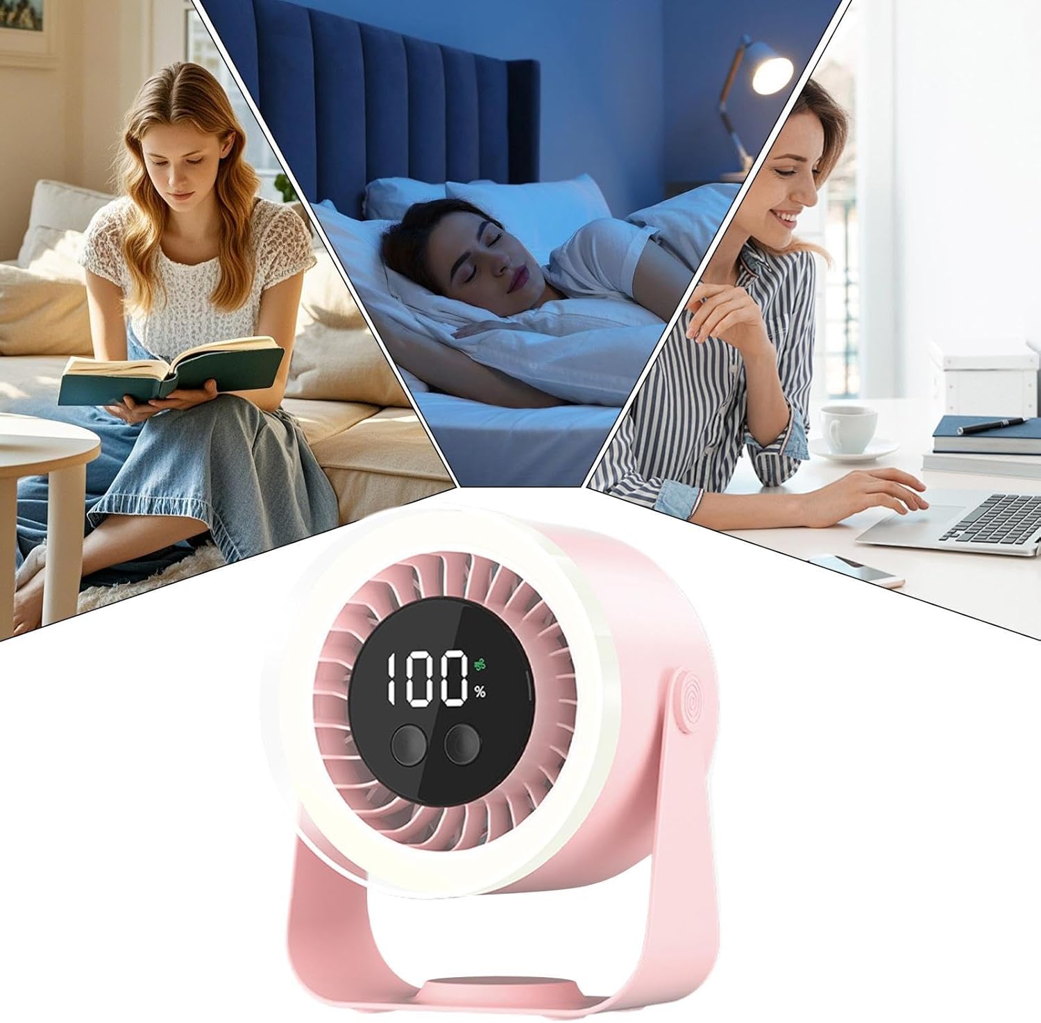 Moktan Sabai Portable Desk Fan | USB Rechargeable with 10-Speed Quiet Operation | Compact Design for Efficient Cooling
