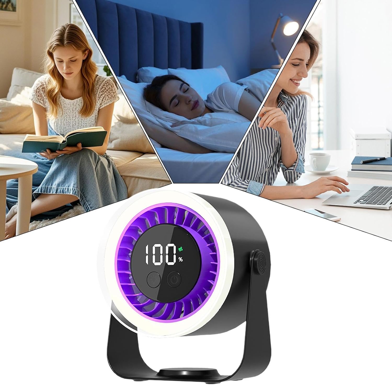 Moktan Sabai Portable Desk Fan | USB Rechargeable with 10-Speed Quiet Operation | Compact Design for Efficient Cooling