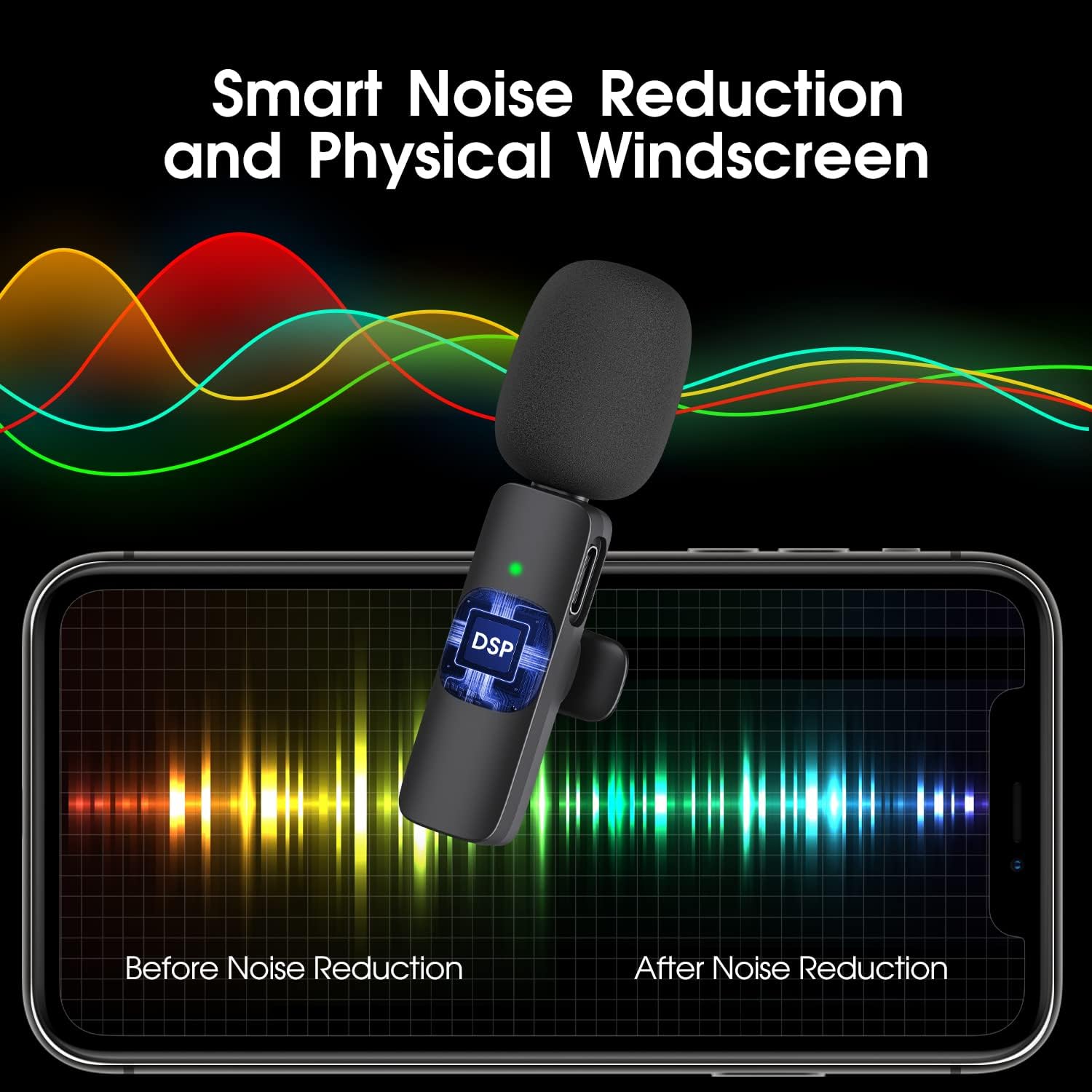 Moktan Sabai Wireless Lavalier Microphone for iPhone iPad Dual Clip On Mic 2 Pack Lightning
