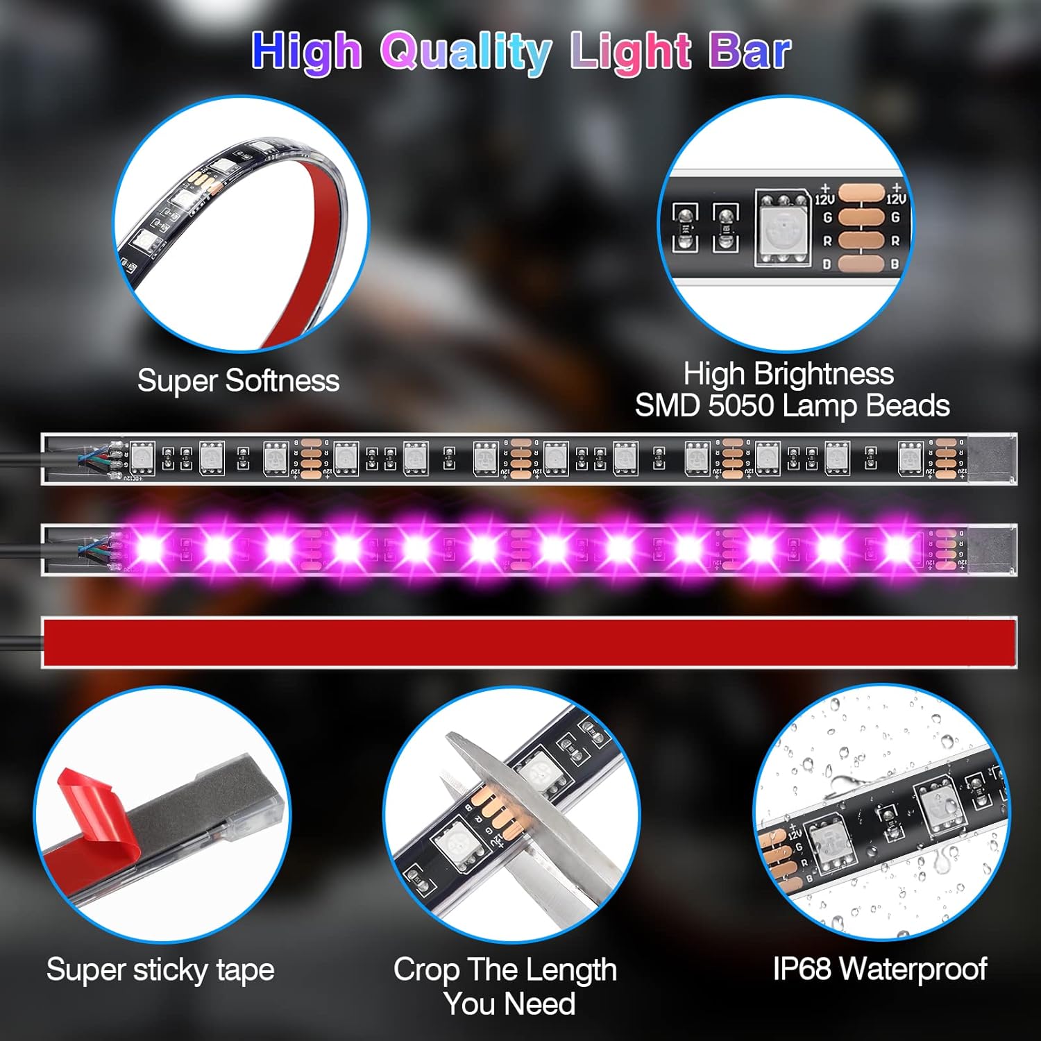 Moktan Sabai Motorcycle RGB LED Light Kit 12PCS Bluetooth Underglow with Brake & Turn Signal