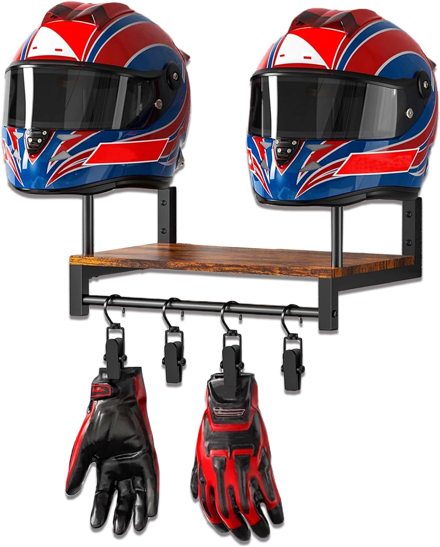 Moktan Sabai Wall Mounted Helmet Rack | Wooden Sports Gear & Jacket Organizer