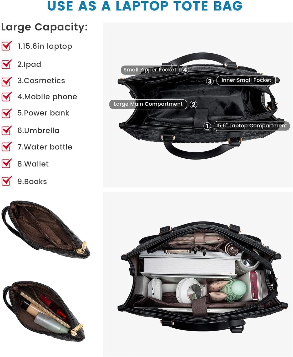 Moktan Sabai 2 in 1 Insulated Lunch Tote with Laptop Compartment 15 Inch Work Bag