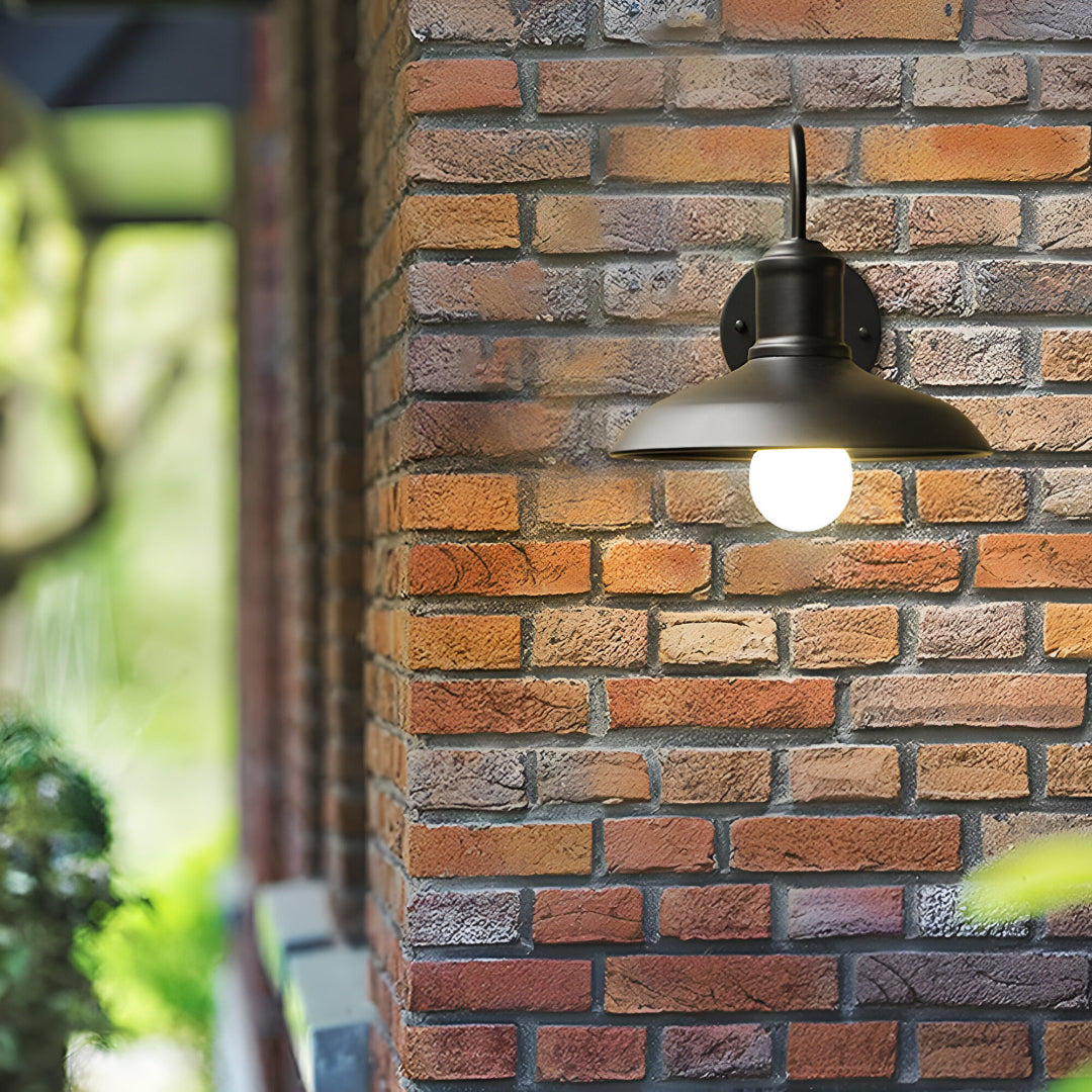 Moktan Sabai Vintage Industrial Iron Bowl Outdoor Wall Light LED Wall Sconce