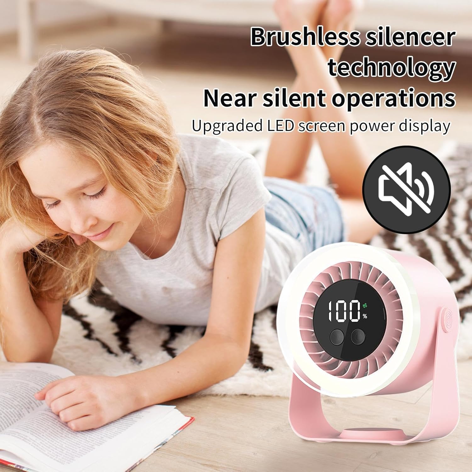 Moktan Sabai Portable Desk Fan | USB Rechargeable with 10-Speed Quiet Operation | Compact Design for Efficient Cooling