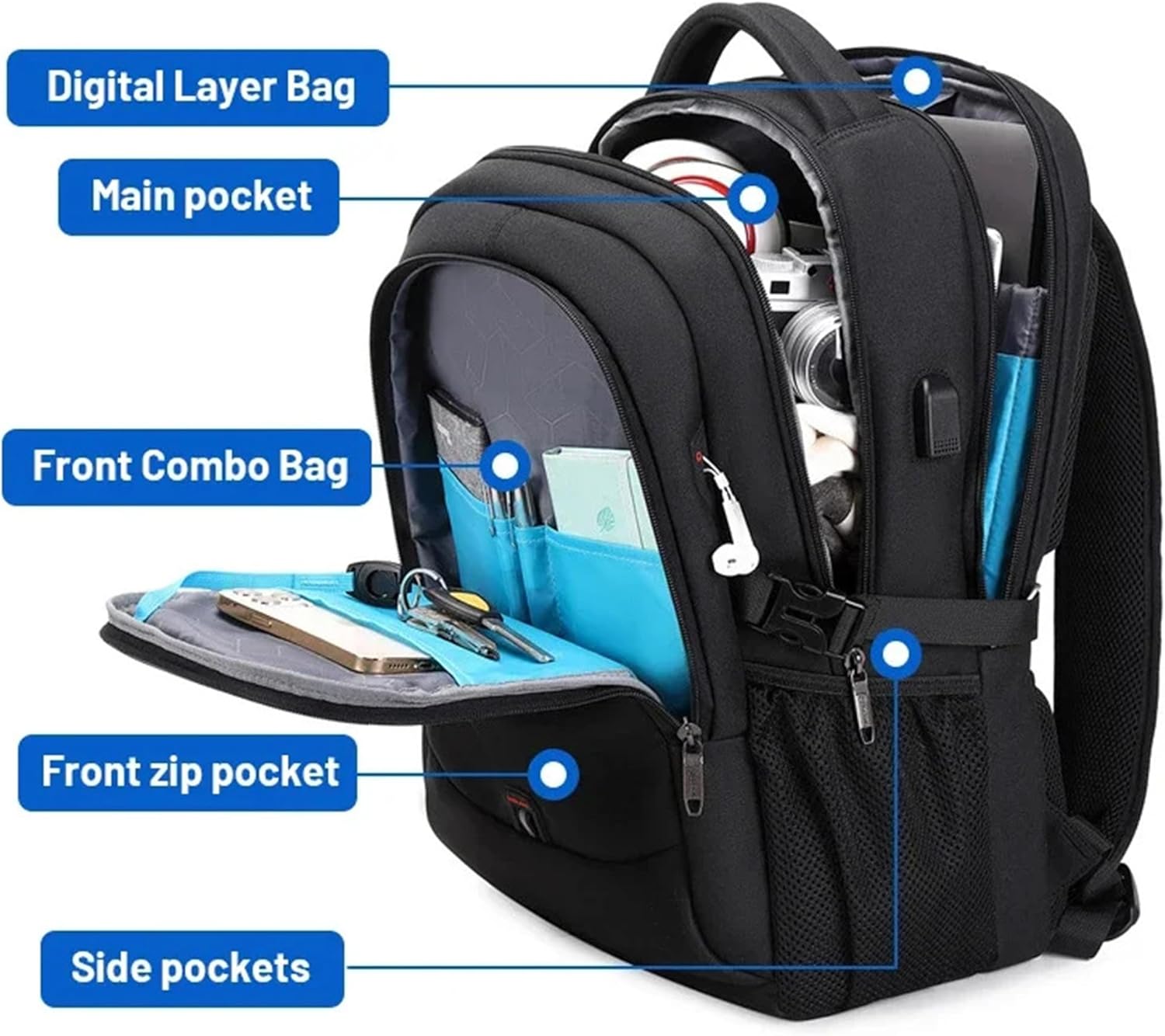 Moktan Sabai Waterproof Laptop Backpack 15.6 Inch Travel Business Anti Theft Black