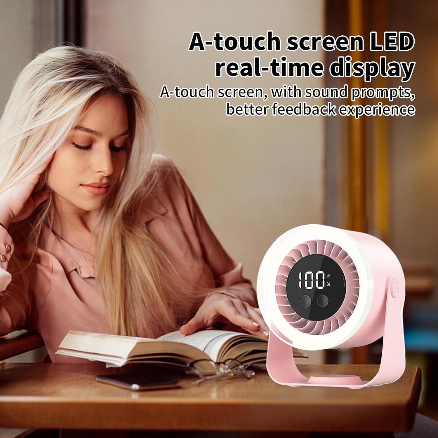 Moktan Sabai Portable Desk Fan | USB Rechargeable with 10-Speed Quiet Operation | Compact Design for Efficient Cooling