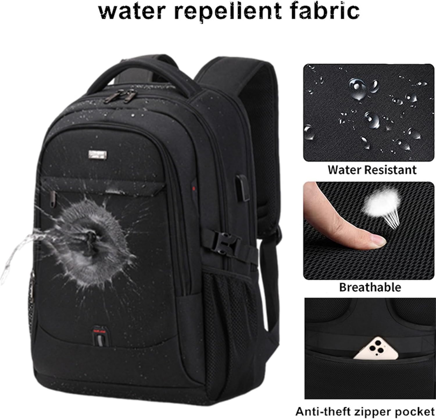 Moktan Sabai Waterproof Laptop Backpack 15.6 Inch Travel Business Anti Theft Black