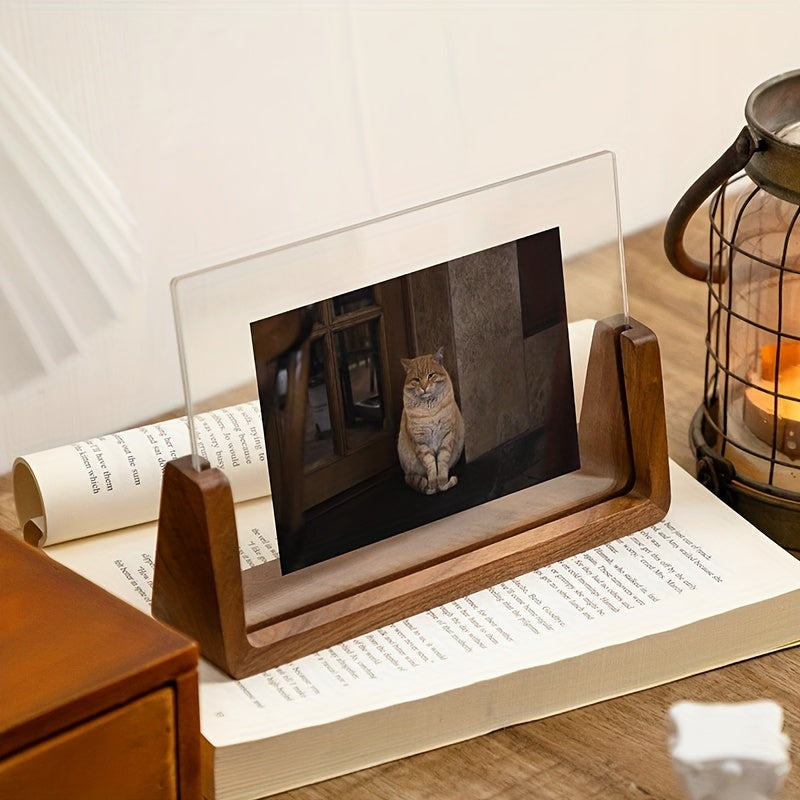 Moktan Sabai 6 Inch Acrylic Photo Frame U Shaped Wood Desktop Picture Frame