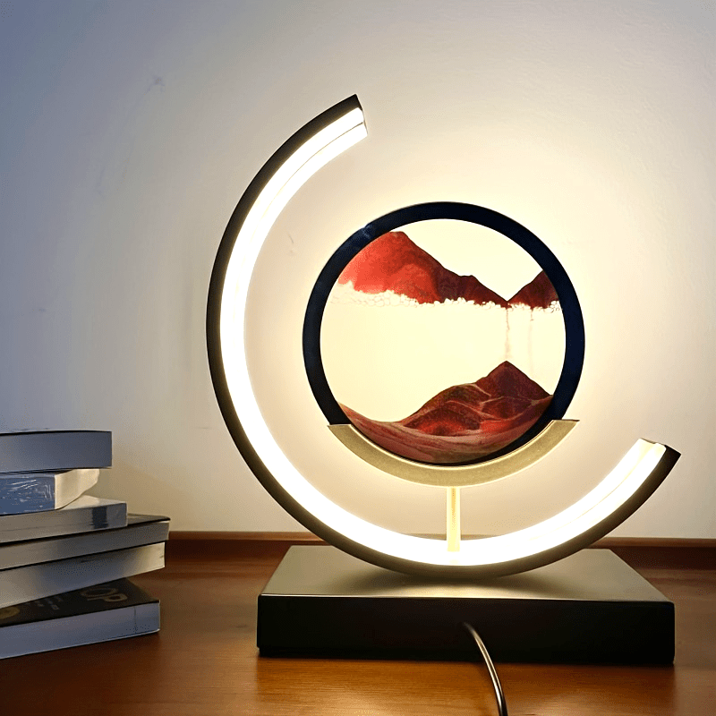 Moktan Sabai Sandscape Hourglass Table Lamp – Moving Sand Art LED Gift Light for Decor