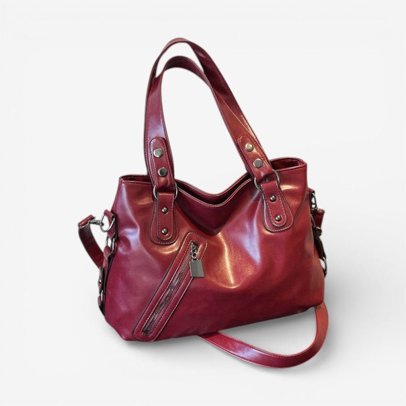 Moktan Sabai Lightweight Shoulder Bag with Zipper Compartment & Adjustable Strap Red