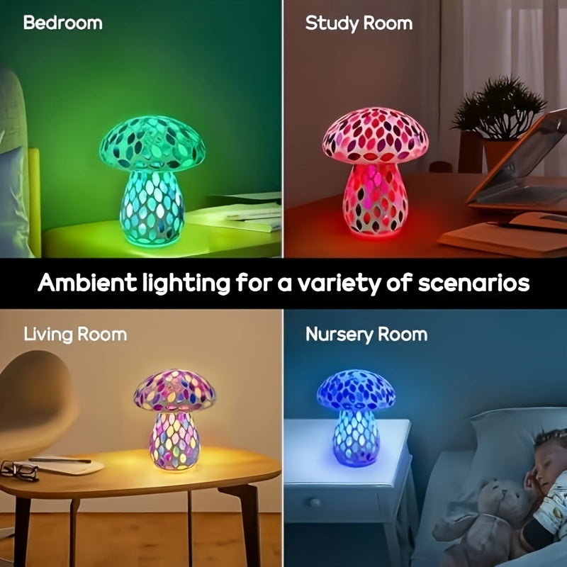 Moktan Sabai Wireless Mushroom Table Lamp - Touch Control, Rechargeable LED, Cordless