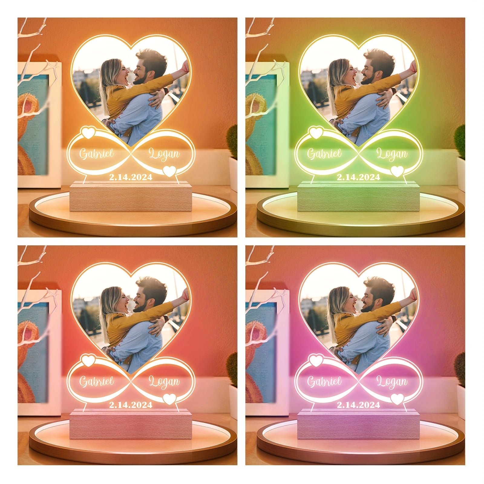 Moktan Sabai Custom LED Photo Night Light – Personalized Acrylic Picture Frame Gift for Loved Ones