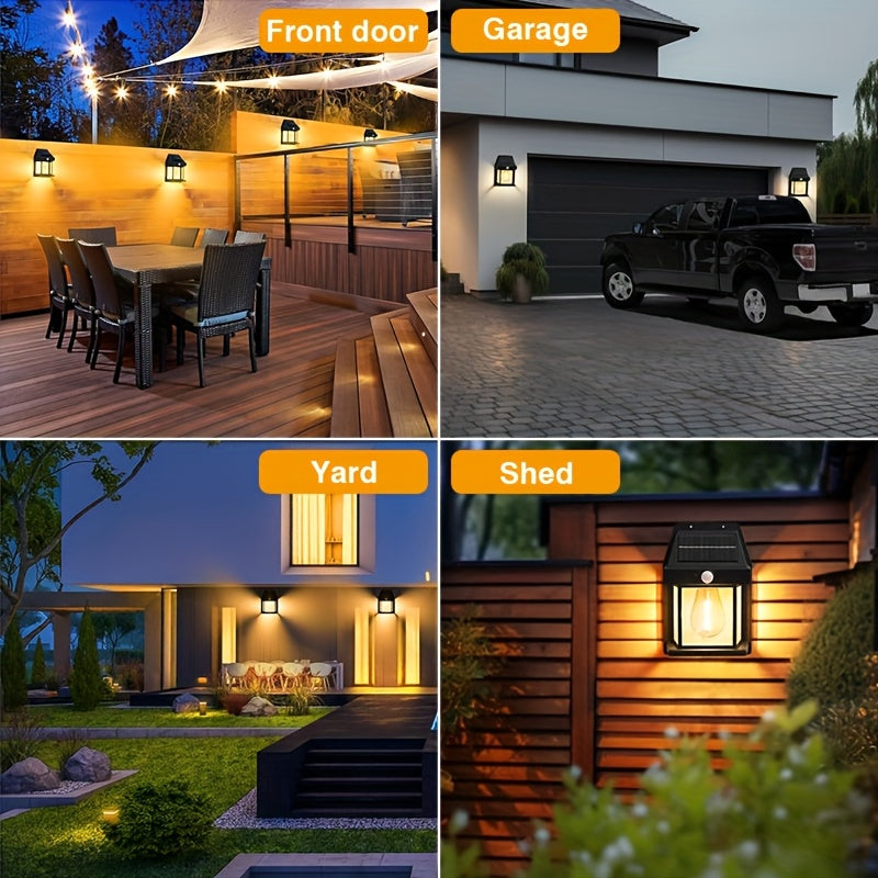Moktan Sabai Solar Wall Lights Outdoor – Motion Sensor Dusk to Dawn LED for Yard, Door, Garden