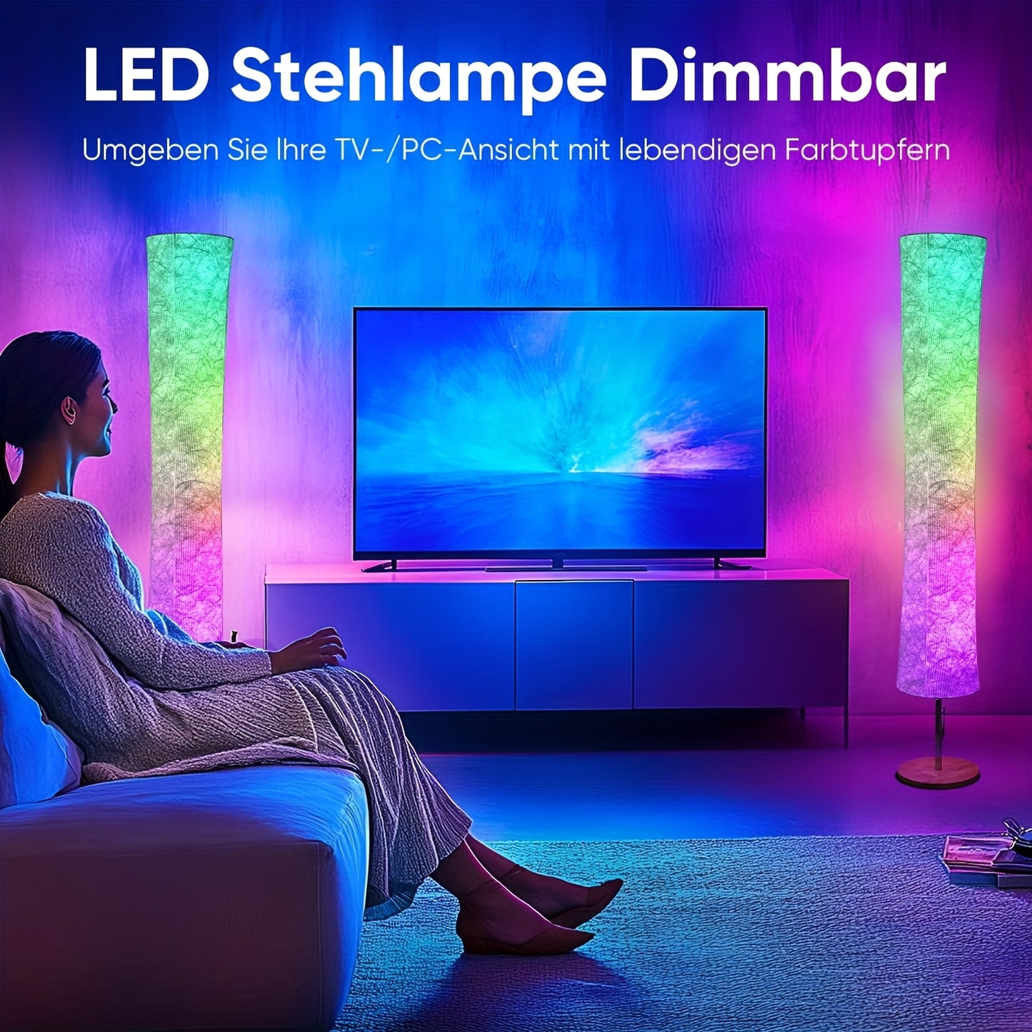 Smart LED Floor Lamp with WiFi & App | RGB Color Changing Standing Lamp