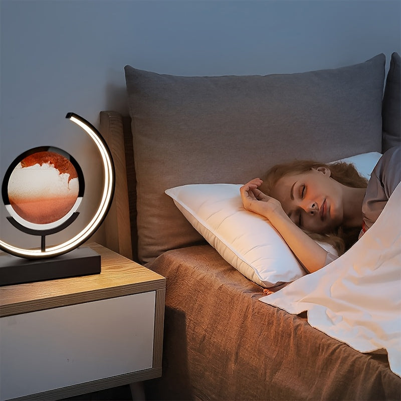 Moktan Sabai Sandscape Hourglass Table Lamp – Moving Sand Art LED Gift Light for Decor