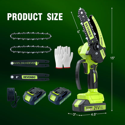 Mini Chainsaw Cordless 6-inch – Handheld Electric Saw for Tree & Wood Cutting Moktan Sabai