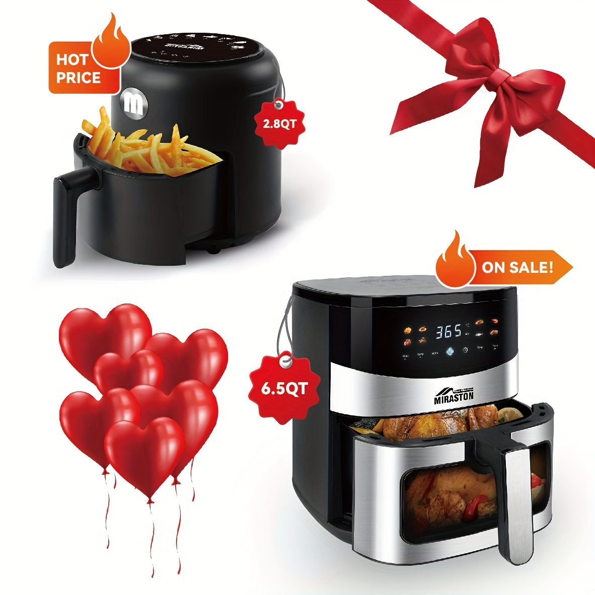 Smart Touch Air Fryer 6.5QT/2.8QT – View Window, 8 Presets, Dishwasher Safe Moktan Sabai