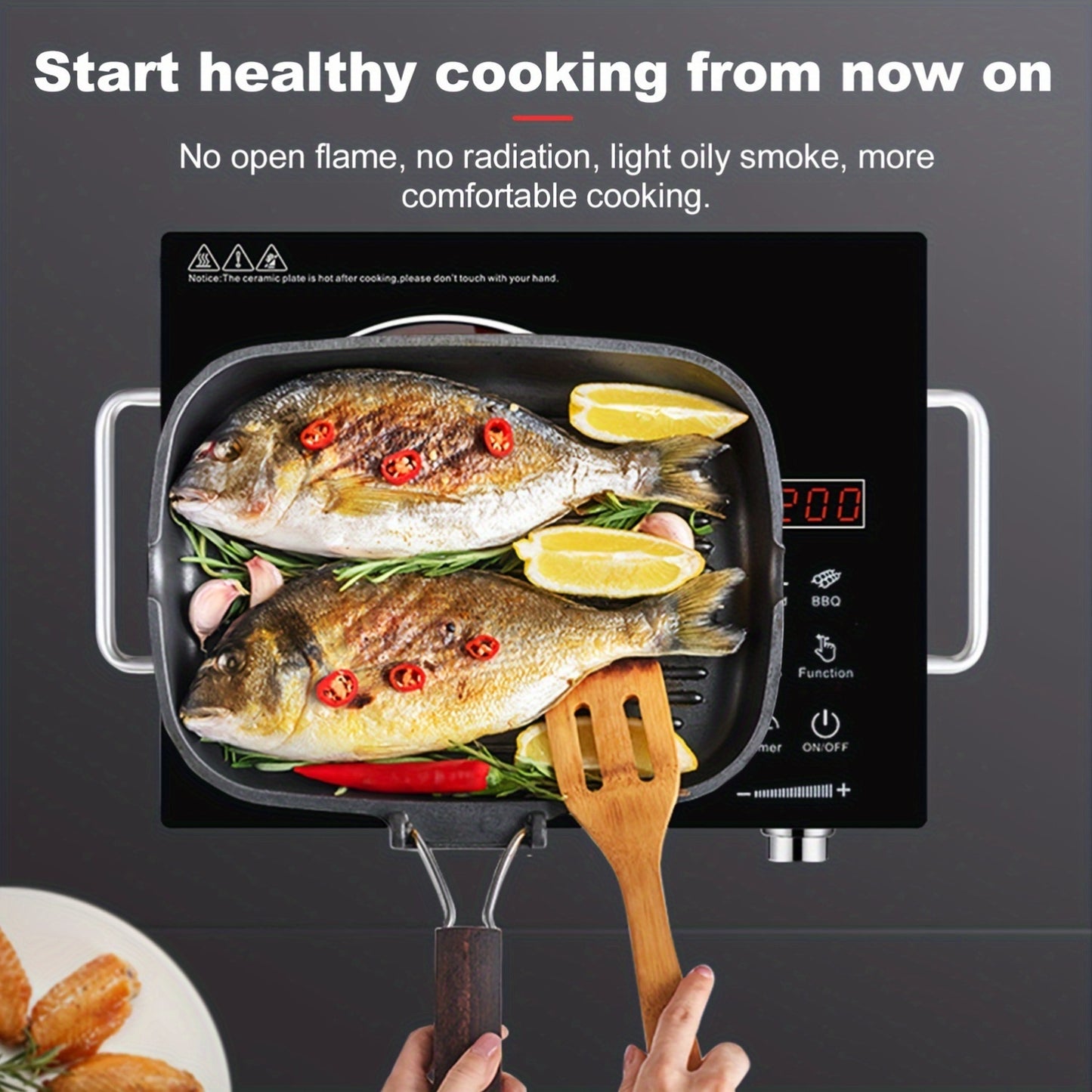 2200W Electric Ceramic Stove, Infrared Induction Cooktop Burner for Home Cooking