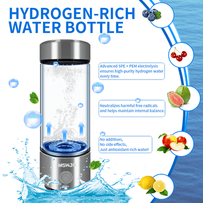 Hydrogen Water Bottle – 420ml Portable Ionizer for Office, Travel & Hydration Moktan Sabai