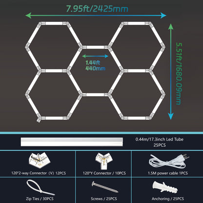 Hexagon LED Garage Lights (24 Pack) | Super Bright Ceiling Light System