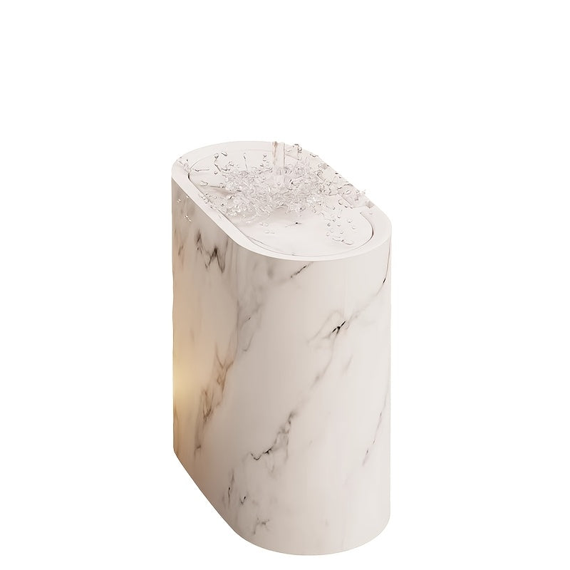 Moktan Sabai Marble Bathroom Trash Can with Lid Oval Small Kitchen Garbage Bin
