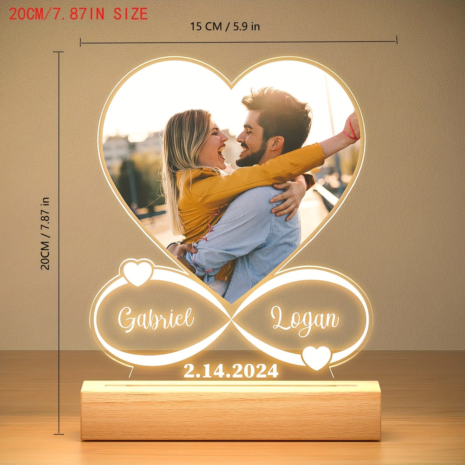 Moktan Sabai Custom LED Photo Night Light – Personalized Acrylic Picture Frame Gift for Loved Ones