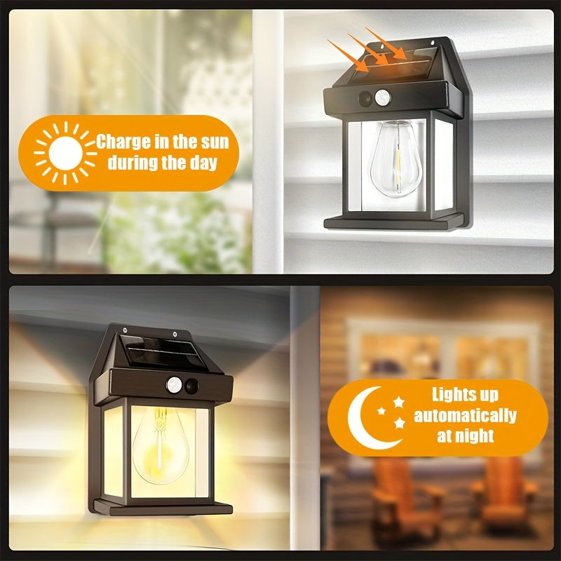 Moktan Sabai Solar Wall Lights Outdoor – Motion Sensor Dusk to Dawn LED for Yard, Door, Garden