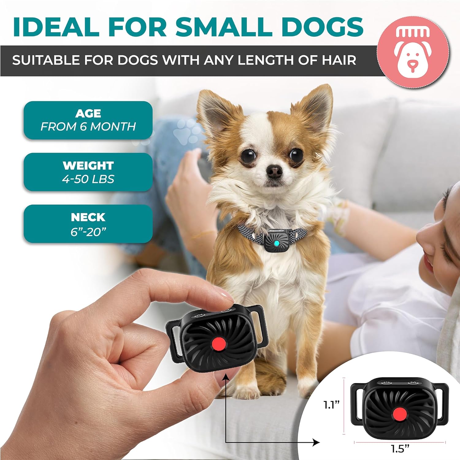 Moktan Sabai Adjustable Anti Bark Dog Collar Training Collar with Safe Stimulation