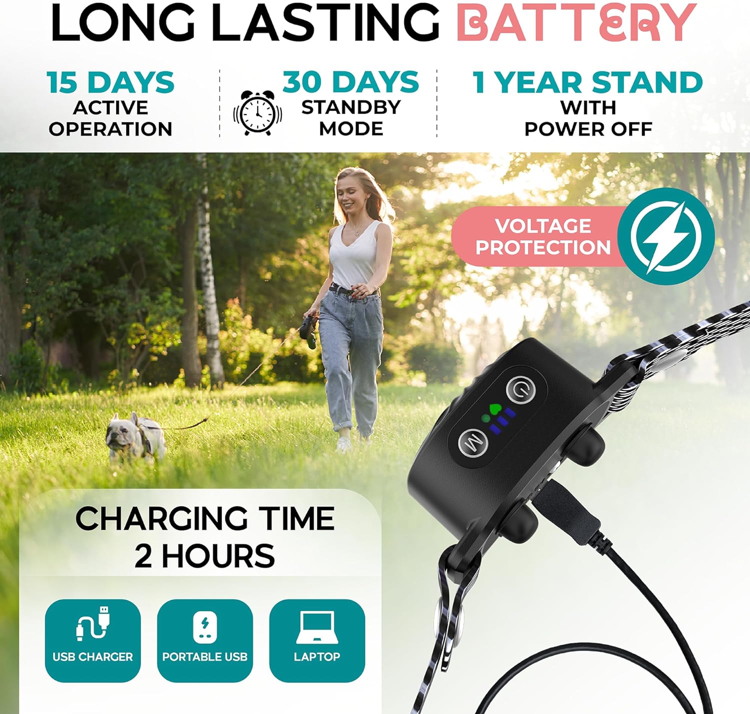 Moktan Sabai Adjustable Anti Bark Dog Collar Training Collar with Safe Stimulation