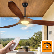 Moktan Sabai 52 Inch Walnut Ceiling Fan with LED Light 3-Blade DC Remote