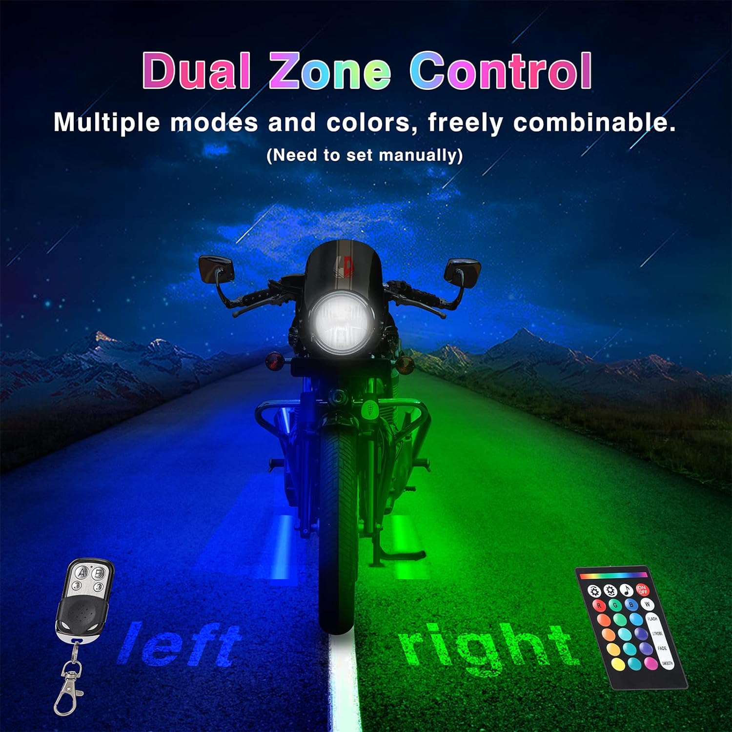 Moktan Sabai Motorcycle RGB LED Light Kit 12PCS Bluetooth Underglow with Brake & Turn Signal