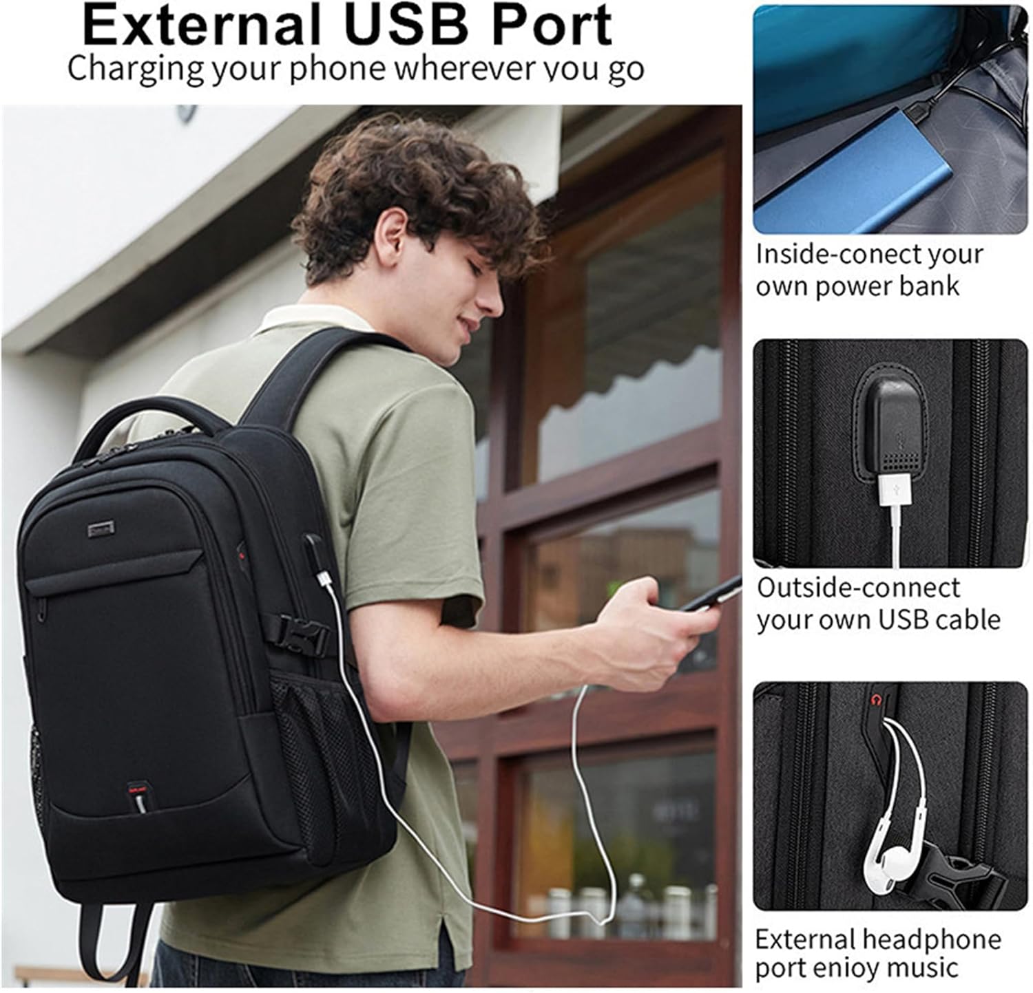 Moktan Sabai Waterproof Laptop Backpack 15.6 Inch Travel Business Anti Theft Black
