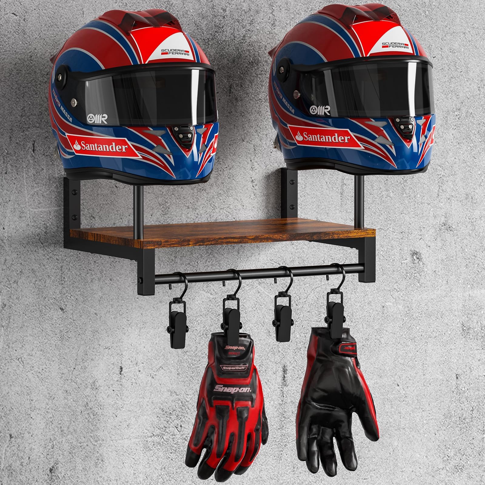 Moktan Sabai Wall Mounted Helmet Rack | Wooden Sports Gear & Jacket Organizer