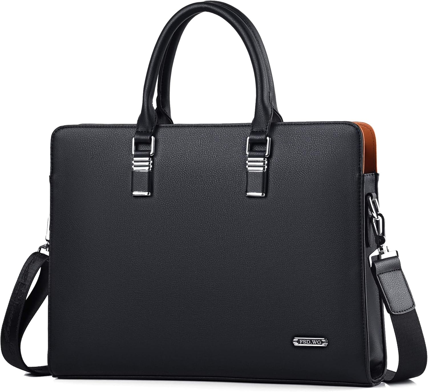 Moktan Sabai Genuine Leather Business Briefcase 15.6 Inch Laptop Bag Multi Compartment Black
