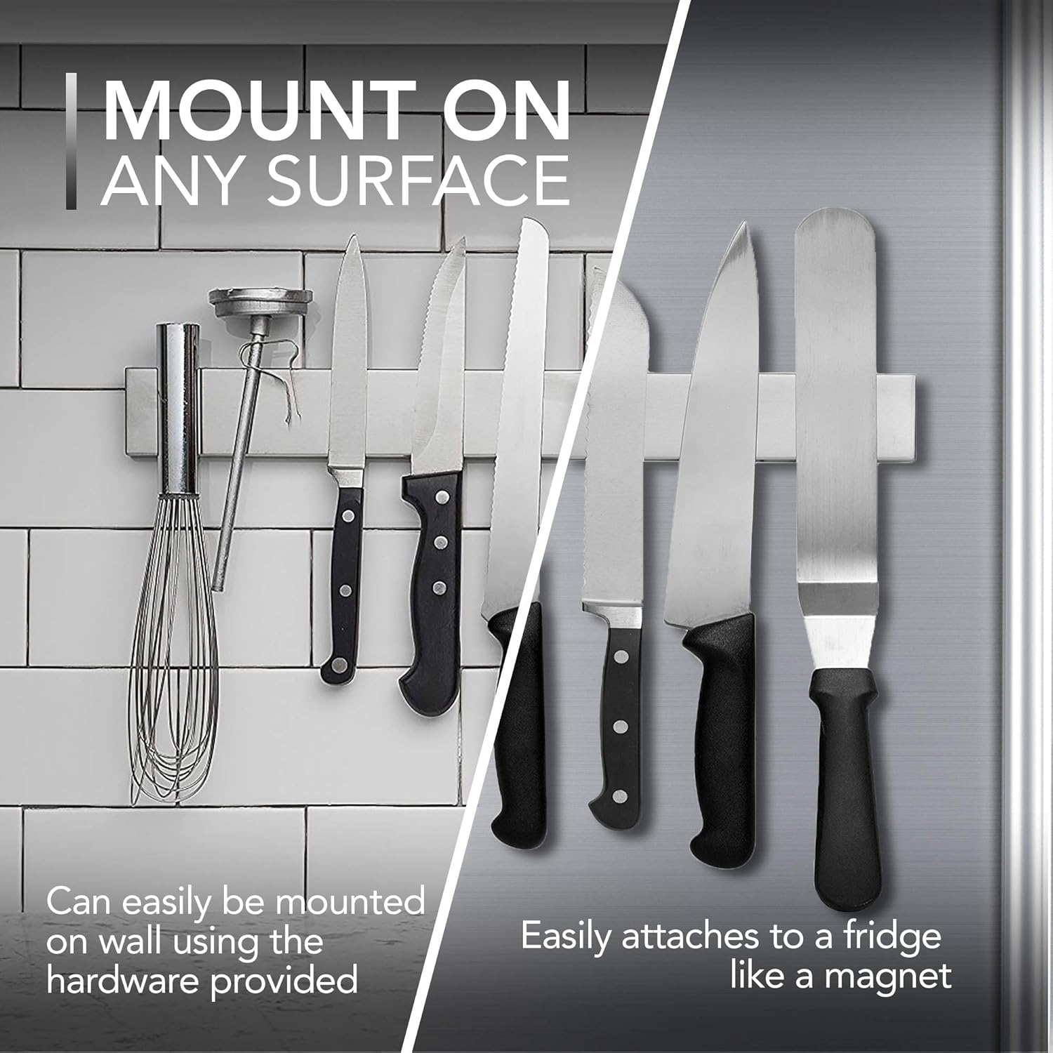 Moktan Sabai 14 Inch Magnetic Knife Holder Stainless Steel Wall or Fridge Tool Rack
