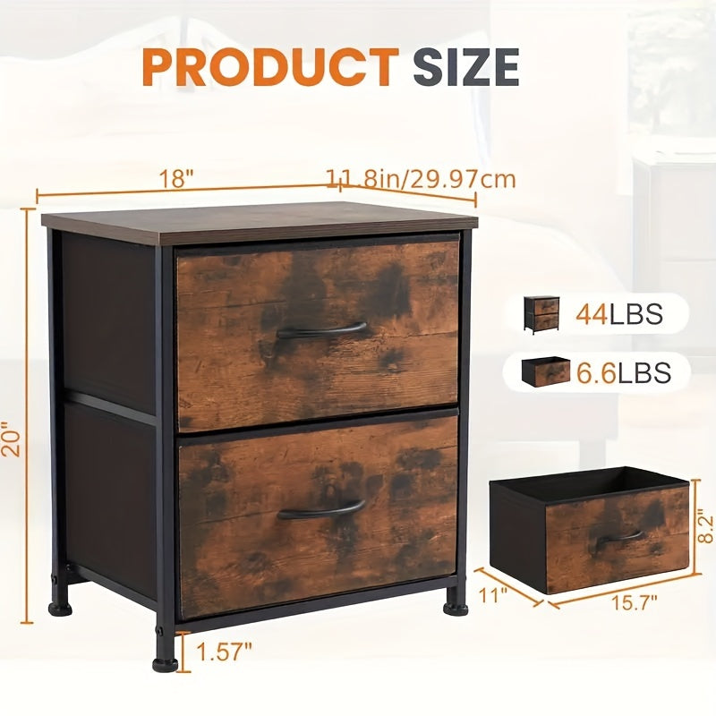 Set of 2 Nightstands with Drawers, Small End Tables with Storage for Bedroom & Office