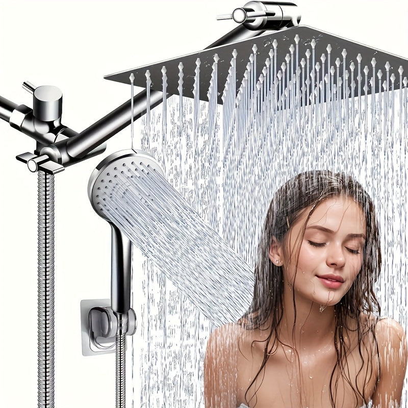 8 Rainfall Shower Head Combo – High Pressure, Handheld, 5 Settings, Extension Arm - Moktan Sabai