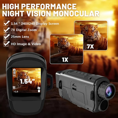 1080P Night Vision Monocular with IR, Lightless HD Camera for Hunting, Video